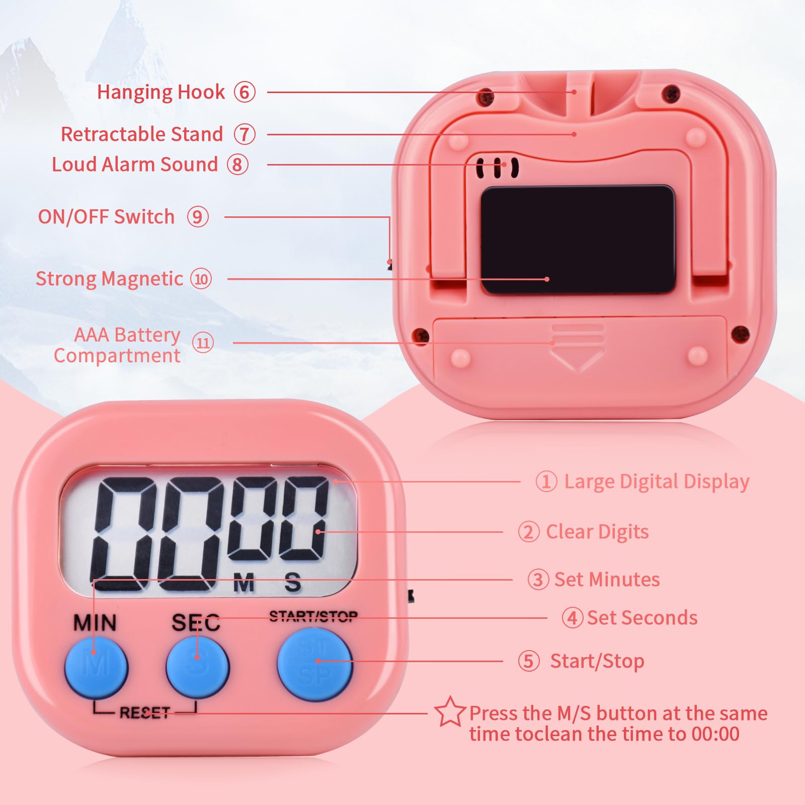 Amazon.co.jp: キッチンタイマー(2個、ピンク) : Home & Kitchen